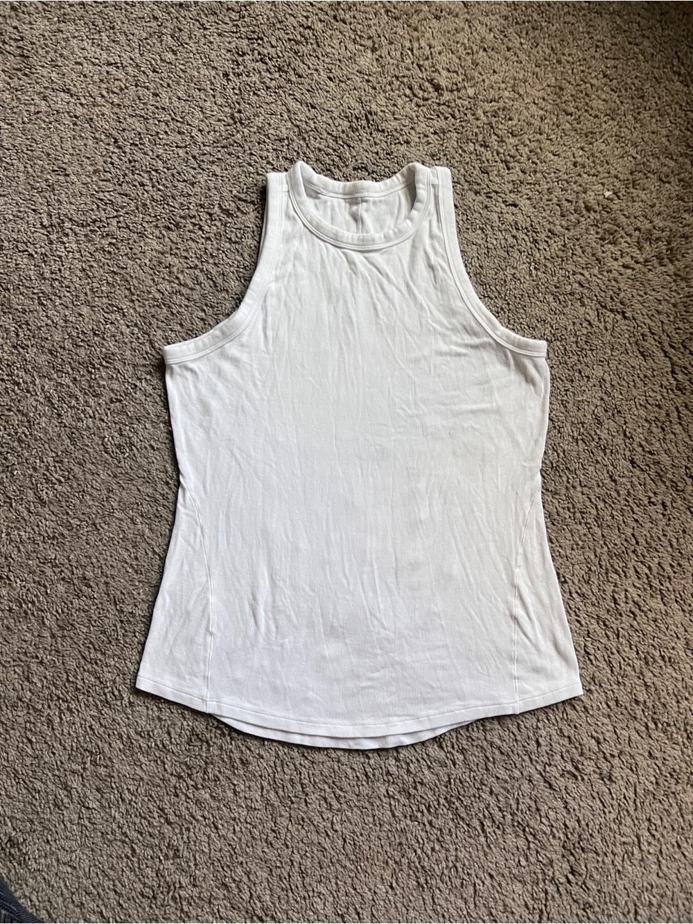 Lululemon White Cotton Ribbed Racerback Tank Top est. size 4-6